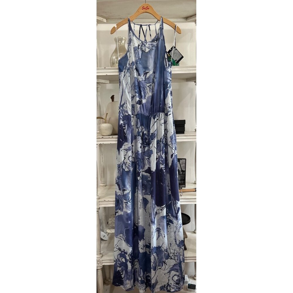 Trussardi Jeans in Abstract Geometric Printed Strappy Maxi Dress Size 42 Medium